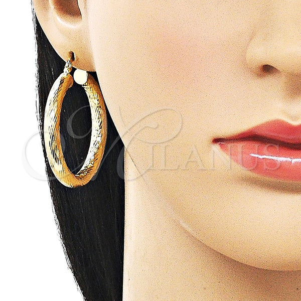 Argolla Grande 02.170.0311.40 Oro Laminado, Diseño de Hueco, Diamantado, Tono Dorado