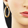Argolla Grande 02.170.0311.40 Oro Laminado, Diseño de Hueco, Diamantado, Tono Dorado