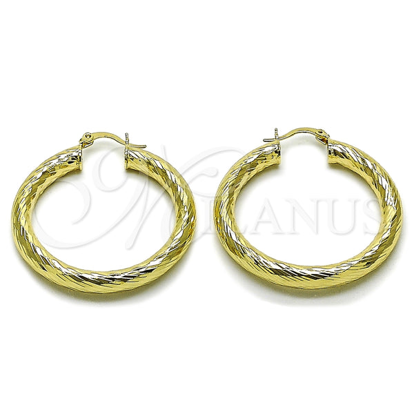 Argolla Grande 02.170.0311.40 Oro Laminado, Diseño de Hueco, Diamantado, Tono Dorado