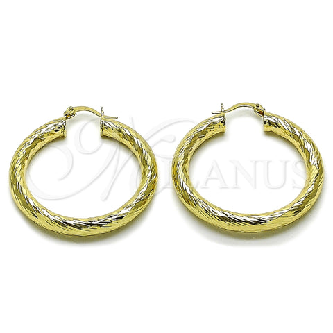 Argolla Grande 02.170.0311.40 Oro Laminado, Diseño de Hueco, Diamantado, Tono Dorado