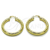 Argolla Grande 02.170.0311.40 Oro Laminado, Diseño de Hueco, Diamantado, Tono Dorado