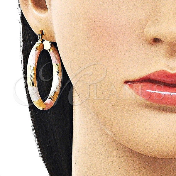 Argolla Grande 02.170.0311.1.40 Oro Laminado, Diseño de Hueco, Diamantado, Tres Tonos