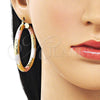 Argolla Grande 02.170.0311.1.50 Oro Laminado, Diseño de Hueco, Diamantado, Tres Tonos