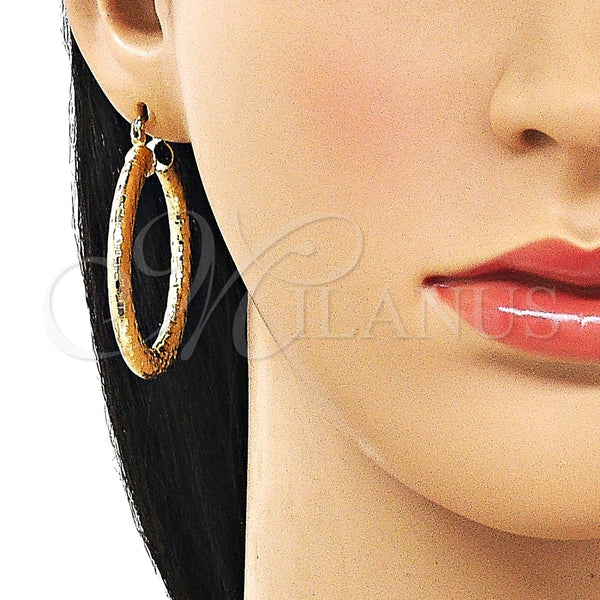 Argolla Grande 02.213.0889.40 Oro Laminado, Diseño de Hueco, Diamantado, Tono Dorado