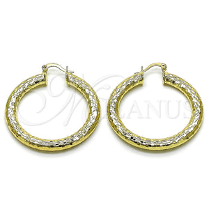 Argolla Grande 02.213.0889.40 Oro Laminado, Diseño de Hueco, Diamantado, Tono Dorado