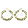 Argolla Grande 02.213.0889.40 Oro Laminado, Diseño de Hueco, Diamantado, Tono Dorado