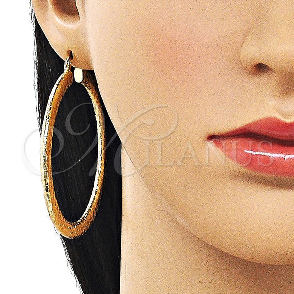 Argolla Extra Grande 02.213.0889.60 Oro Laminado, Diseño de Hueco, Diamantado, Tono Dorado