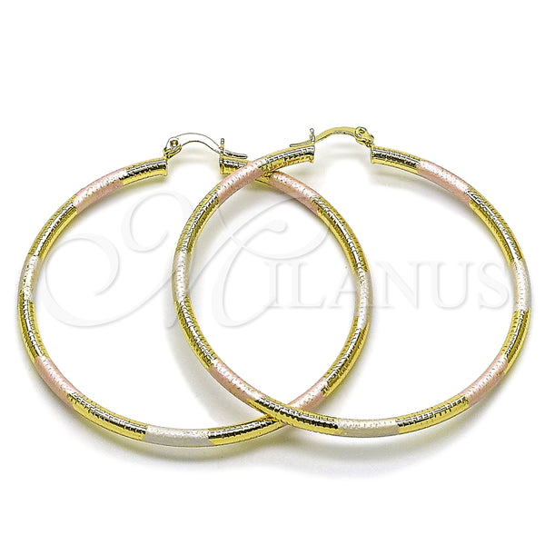 Argolla Mediana 02.213.0881.1.60 Oro Laminado, Diseño de Hueco, Diamantado, Tres Tonos