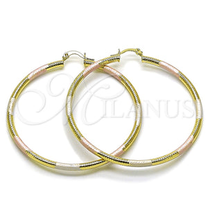 Argolla Mediana 02.213.0881.1.60 Oro Laminado, Diseño de Hueco, Diamantado, Tres Tonos