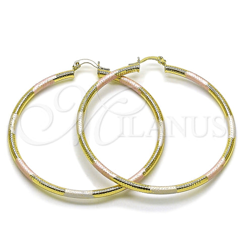 Argolla Mediana 02.213.0881.1.60 Oro Laminado, Diseño de Hueco, Diamantado, Tres Tonos