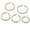 Argolla Grande 02.213.0812.1.50 Oro Laminado, Diseño de Hueco, Diamantado, Tres Tonos