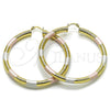 Argolla Grande 02.213.0812.1.60 Oro Laminado, Diseño de Hueco, Diamantado, Tres Tonos