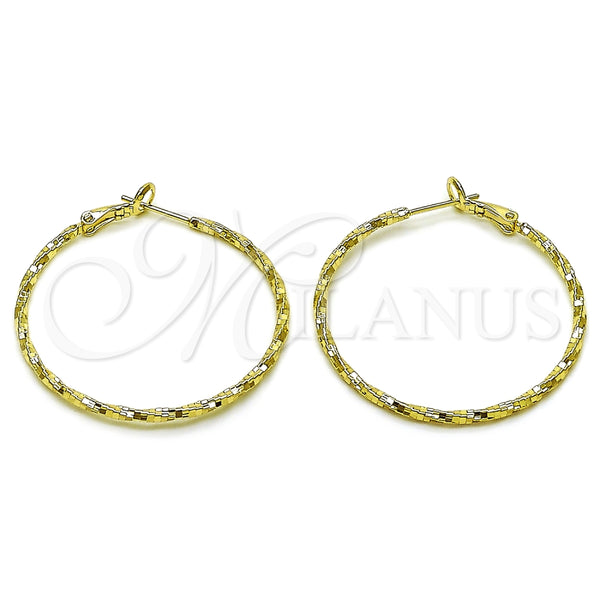Argolla Mediana 02.213.0900.40 Oro Laminado, Diseño de Torcido, Diamantado, Tono Dorado