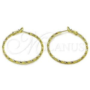 Argolla Mediana 02.213.0900.40 Oro Laminado, Diseño de Torcido, Diamantado, Tono Dorado