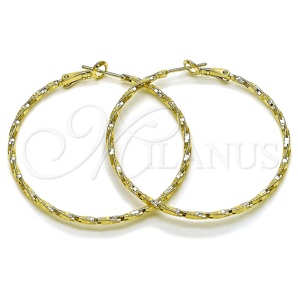 Argolla Mediana 02.213.0900.50 Oro Laminado, Diseño de Torcido, Diamantado, Tono Dorado