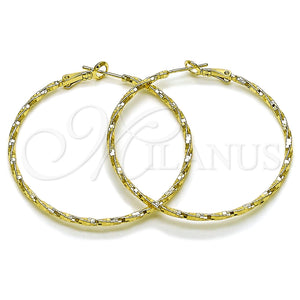 Argolla Mediana 02.213.0900.50 Oro Laminado, Diseño de Torcido, Diamantado, Tono Dorado