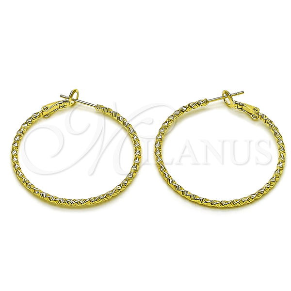 Argolla Mediana 02.213.0902.40 Oro Laminado, Diseño de Torcido, Diamantado, Tono Dorado