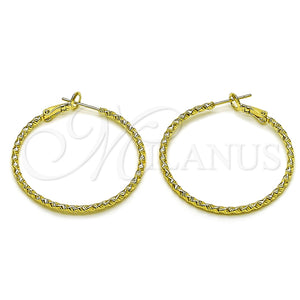 Argolla Mediana 02.213.0902.40 Oro Laminado, Diseño de Torcido, Diamantado, Tono Dorado