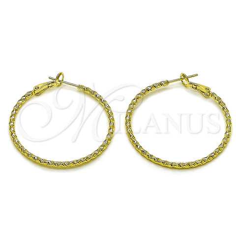 Argolla Mediana 02.213.0902.40 Oro Laminado, Diseño de Torcido, Diamantado, Tono Dorado