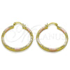 Argolla Mediana 02.213.0151.1.40 Oro Laminado, Diseño de Hueco, Diamantado, Tres Tonos