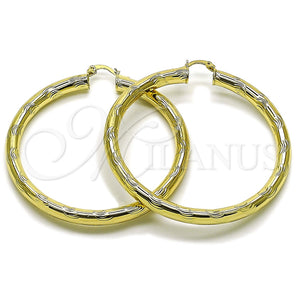 Argolla Grande 02.213.0228.60 Oro Laminado, Diseño de Hueco, Diamantado, Tono Dorado
