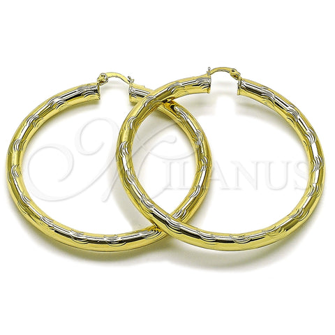 Argolla Grande 02.213.0228.60 Oro Laminado, Diseño de Hueco, Diamantado, Tono Dorado