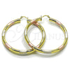 Argolla Grande 02.213.0228.1.60 Oro Laminado, Diseño de Hueco, Diamantado, Tres Tonos