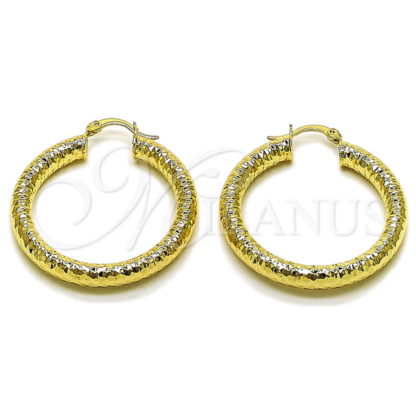 Argolla Mediana 02.213.0765.40 Oro Laminado, Diseño de Hueco, Diamantado, Tono Dorado
