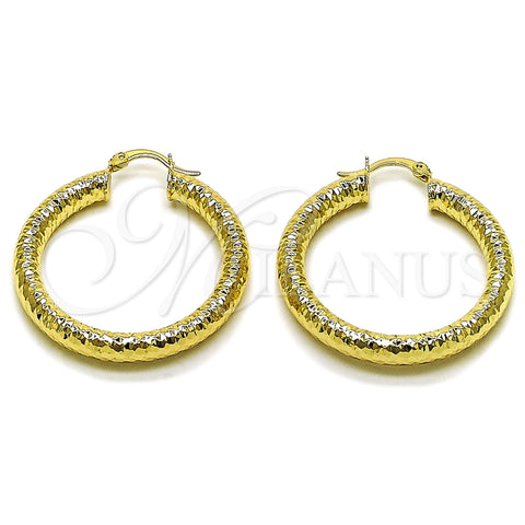 Argolla Mediana 02.213.0765.40 Oro Laminado, Diseño de Hueco, Diamantado, Tono Dorado