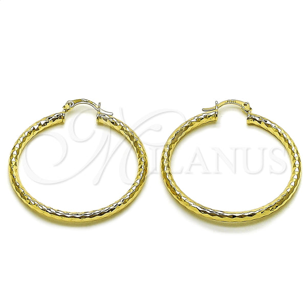 Argolla Mediana 02.213.0906.40 Oro Laminado, Diseño de Hueco, Diamantado, Tono Dorado