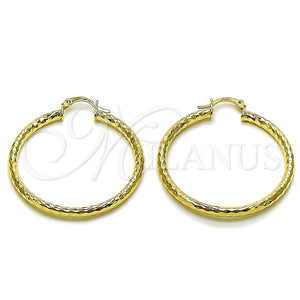 Argolla Mediana 02.213.0906.40 Oro Laminado, Diseño de Hueco, Diamantado, Tono Dorado