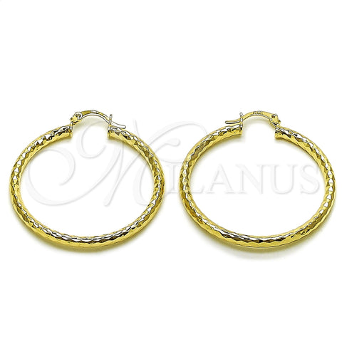 Argolla Mediana 02.213.0906.40 Oro Laminado, Diseño de Hueco, Diamantado, Tono Dorado