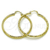 Argolla Grande 02.213.0906.50 Oro Laminado, Diseño de Hueco, Diamantado, Tono Dorado