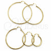 Argolla Grande 02.213.0906.50 Oro Laminado, Diseño de Hueco, Diamantado, Tono Dorado
