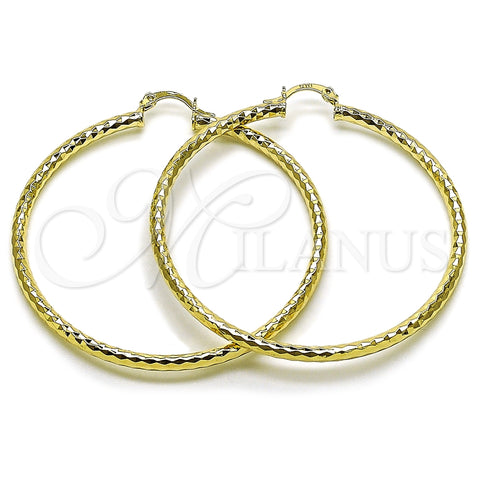 Argolla Grande 02.213.0906.60 Oro Laminado, Diseño de Hueco, Diamantado, Tono Dorado