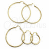 Argolla Grande 02.213.0906.60 Oro Laminado, Diseño de Hueco, Diamantado, Tono Dorado