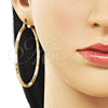 Argolla Grande 02.213.0251.60 Oro Laminado, Diseño de Hueco, Diamantado, Tres Tonos
