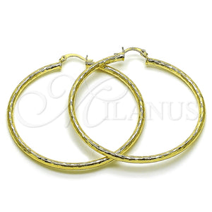 Argolla Grande 02.213.0251.1.60 Oro Laminado, Diseño de Hueco, Diamantado, Tono Dorado
