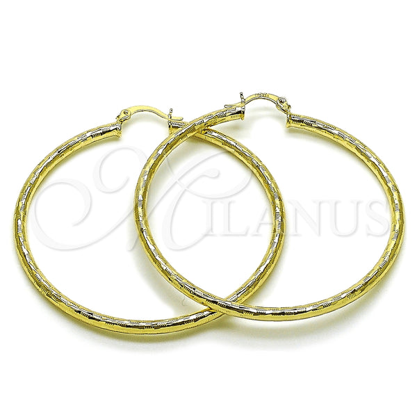 Argolla Grande 02.213.0251.1.60 Oro Laminado, Diseño de Hueco, Diamantado, Tono Dorado