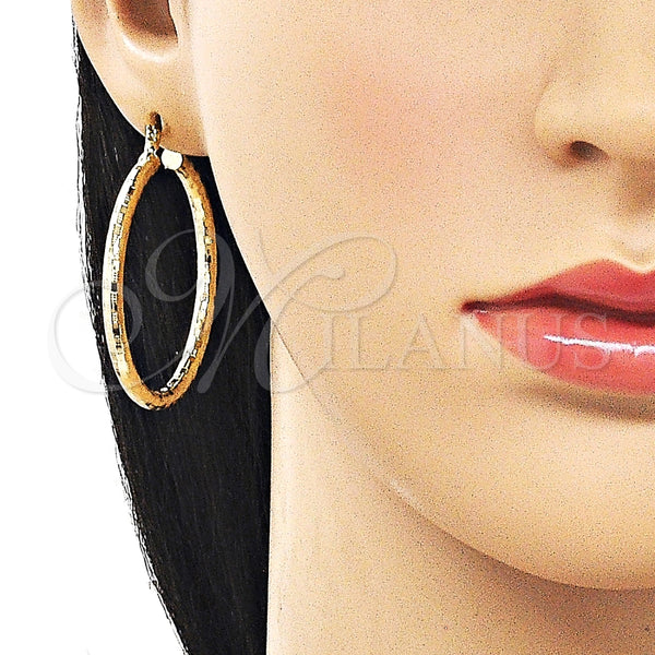 Argolla Mediana 02.213.0251.1.40 Oro Laminado, Diseño de Hueco, Diamantado, Tono Dorado