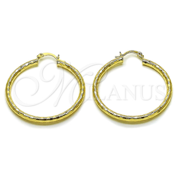 Argolla Mediana 02.213.0251.1.40 Oro Laminado, Diseño de Hueco, Diamantado, Tono Dorado