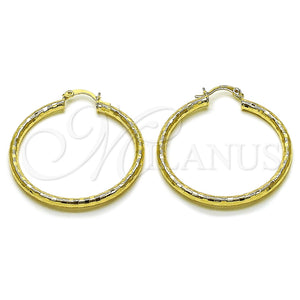 Argolla Mediana 02.213.0251.1.40 Oro Laminado, Diseño de Hueco, Diamantado, Tono Dorado
