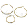 Argolla Mediana 02.213.0251.1.40 Oro Laminado, Diseño de Hueco, Diamantado, Tono Dorado
