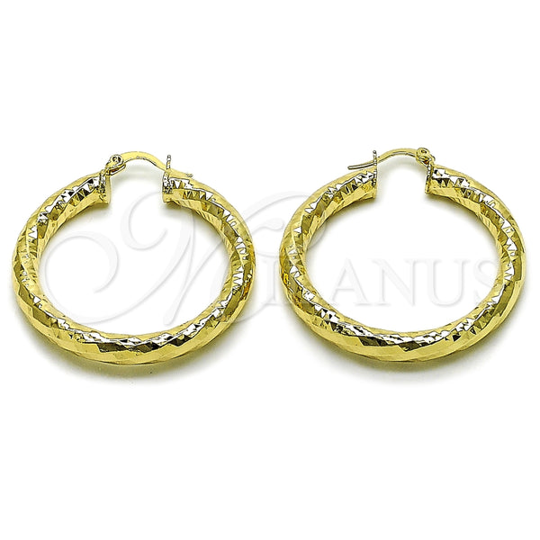 Argolla Mediana 02.213.0226.40 Oro Laminado, Diseño de Hueco, Diamantado, Tono Dorado
