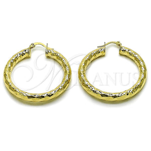 Argolla Mediana 02.213.0226.40 Oro Laminado, Diseño de Hueco, Diamantado, Tono Dorado