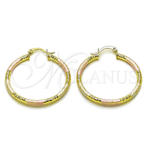 Argolla Mediana 02.213.0246.40 Oro Laminado, Diseño de Hueco, Diamantado, Tres Tonos