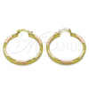 Argolla Mediana 02.213.0246.40 Oro Laminado, Diseño de Hueco, Diamantado, Tres Tonos