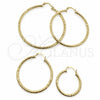 Argolla Grande 02.213.0246.1.50 Oro Laminado, Diseño de Hueco, Diamantado, Tono Dorado