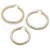 Argolla Grande 02.213.0811.1.50 Oro Laminado, Diseño de Hueco, Diamantado, Tres Tonos