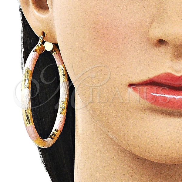Argolla Grande 02.213.0811.1.60 Oro Laminado, Diseño de Hueco, Diamantado, Tres Tonos